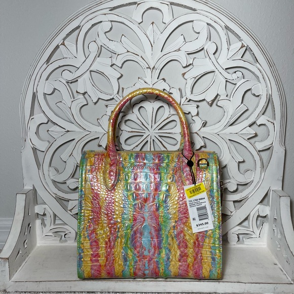 SOLD Brahmin Saltwater Taffy Small Caroline Satchel Pink Green Yellow Purple - Picture 7 of 9